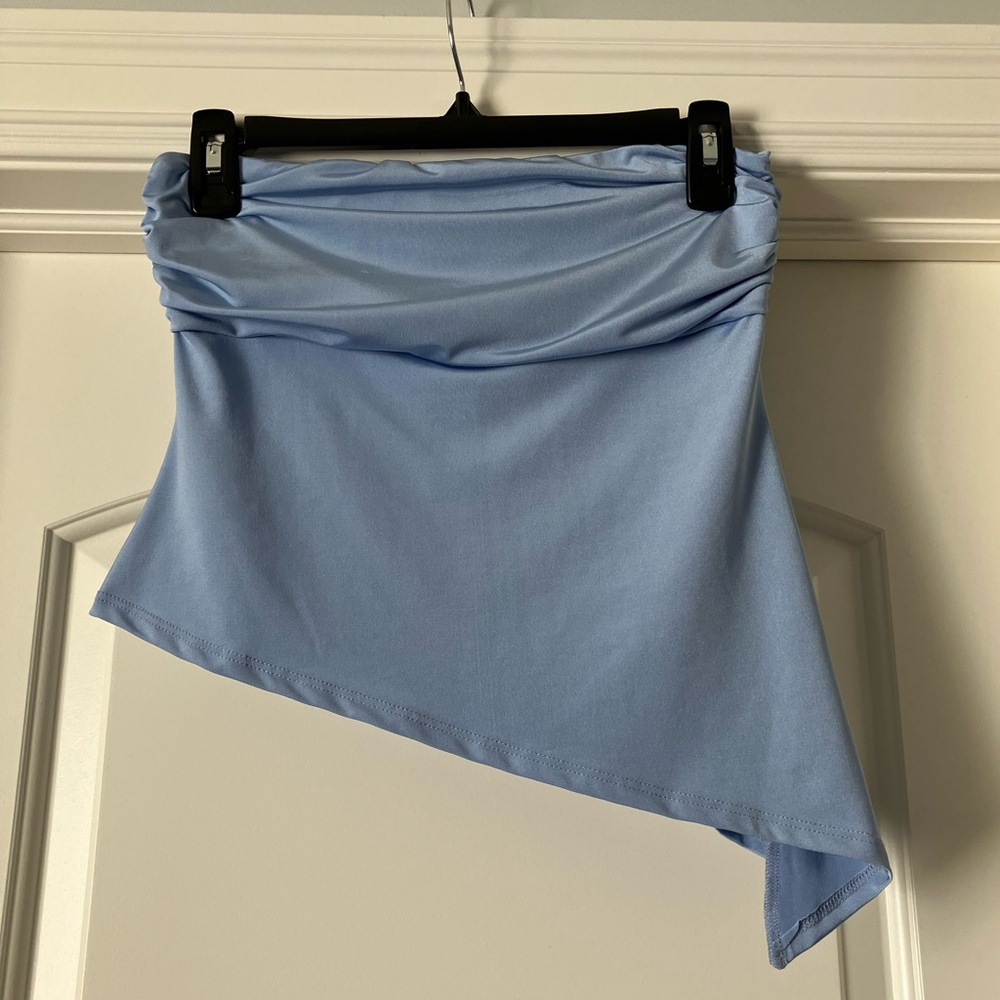 Light Blue Asymmetrical Tube Top